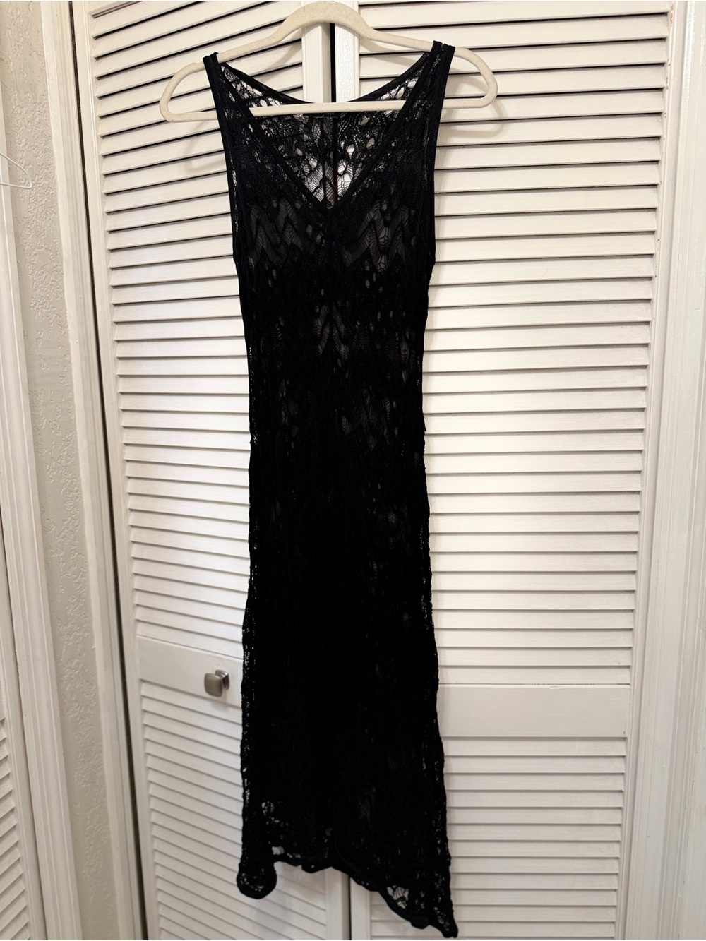 Eileen fisher 100 viscose black lace overlay dress
